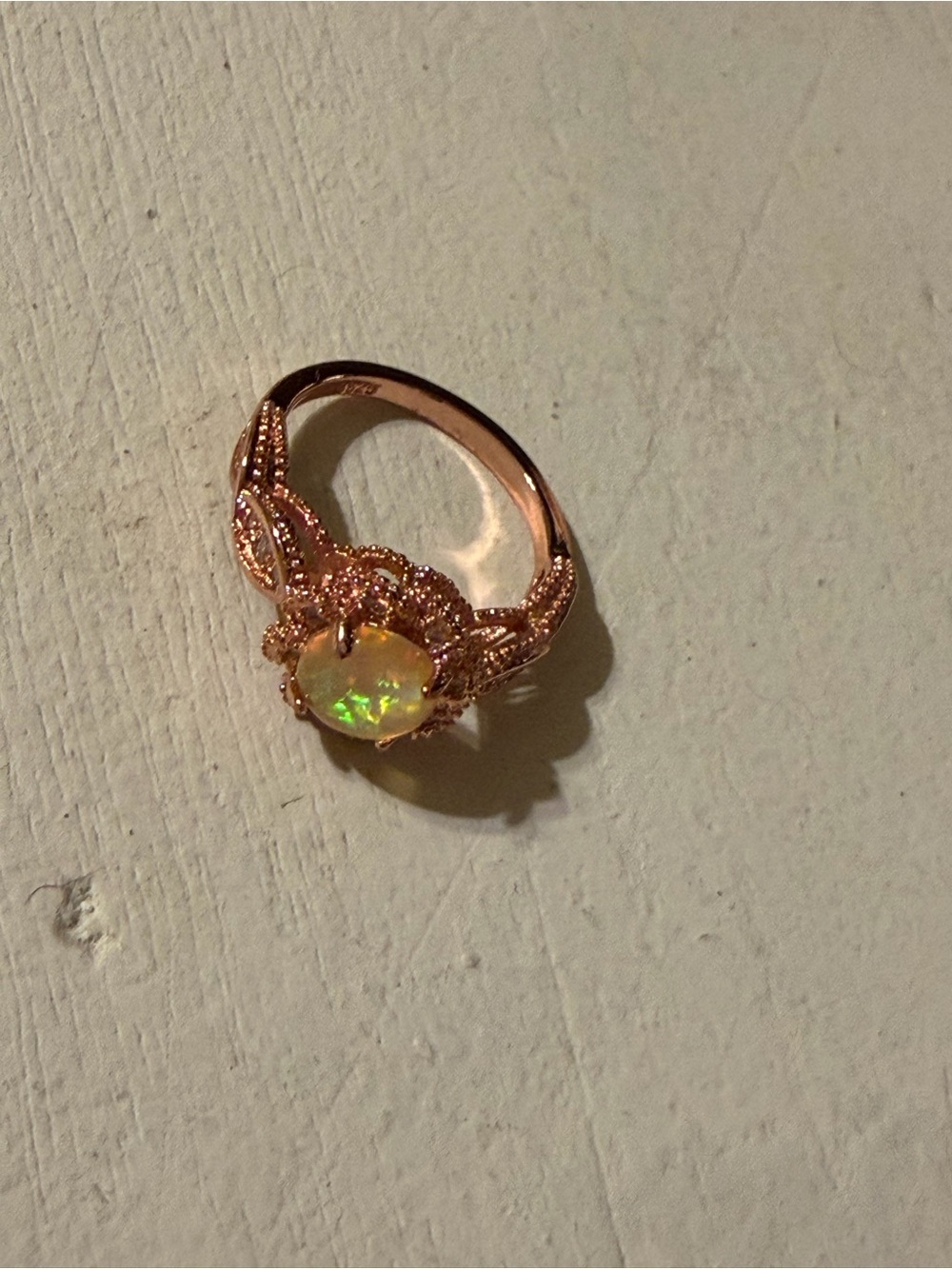 Rose Gold Opal Halo Ring - Women Jewelry